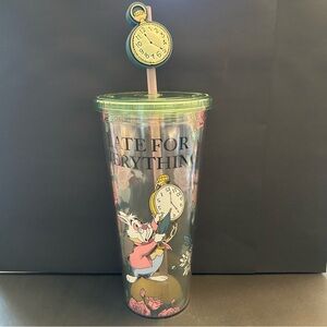 Alice in Wonderland Tumbler with Straw and Reusable Topper